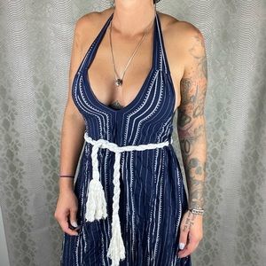 LF INDIKAH blue boating halter rope tie dress